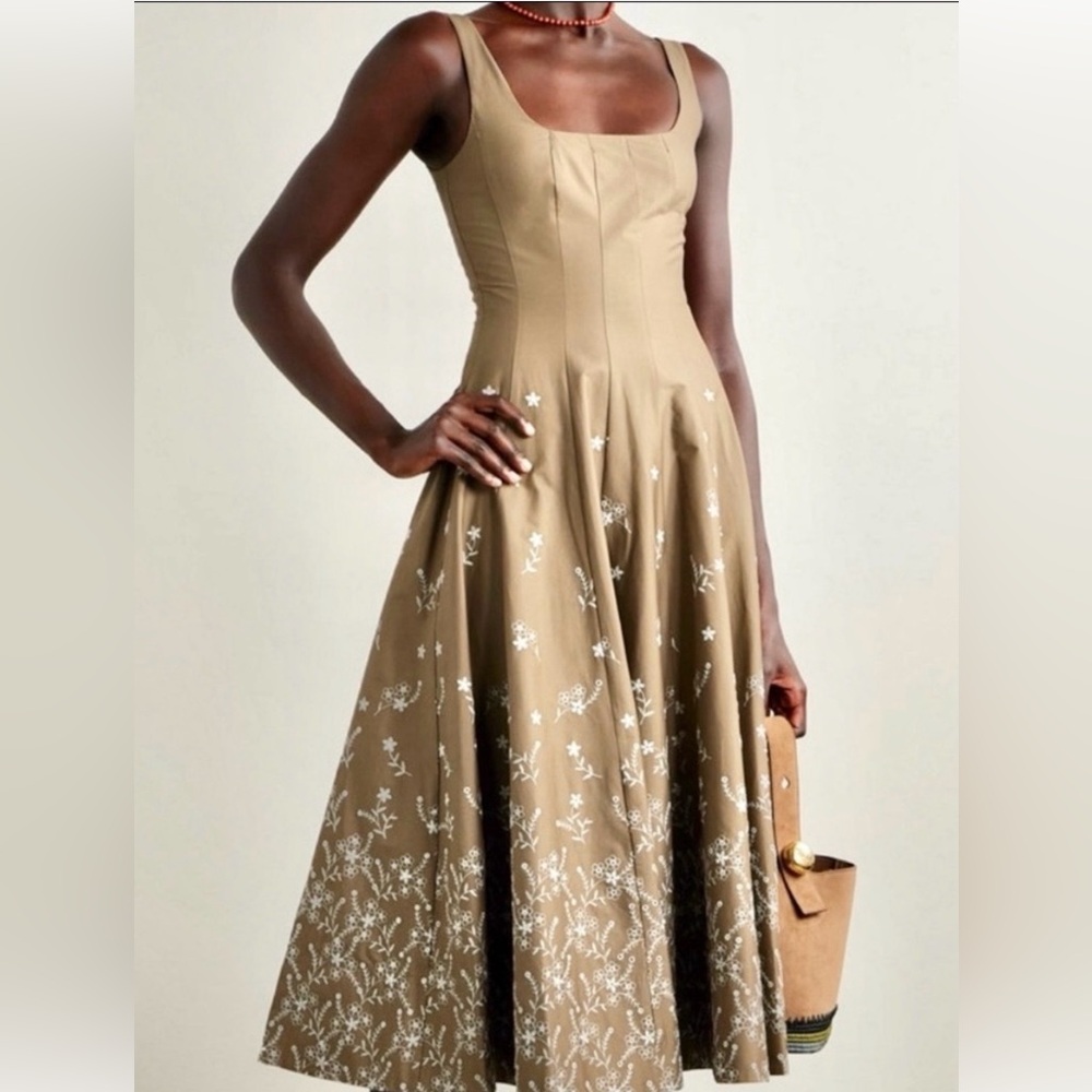 Staud brown dress with white flowers size two